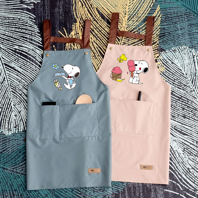 

New Snoopys Kitchen Cooking Apron Oil-Proof Waterproof Anti-fouling Men Women Fashion Coffee Apron Kitchen Accessories Gifts
