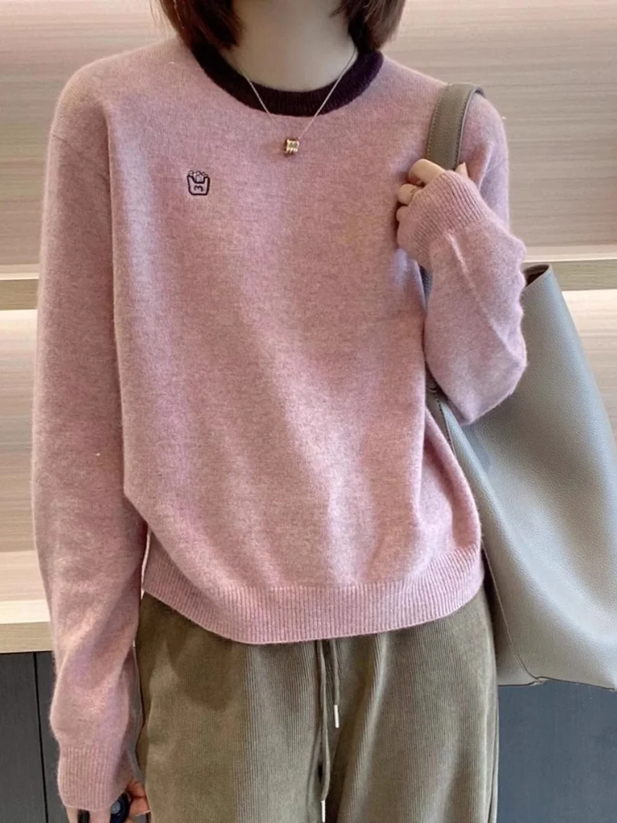 Spring Autumn Knitted Slim Fit round Neck Base Shirt Women Winter Korean Version Casual Fashion Leisure Sweater Inner Wear Ou...