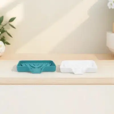 

2Pcs Multi-Function Soap Dish Drain Holder High-Grade Silicone Material Bathroom Accessories Practical Countertop Organizer