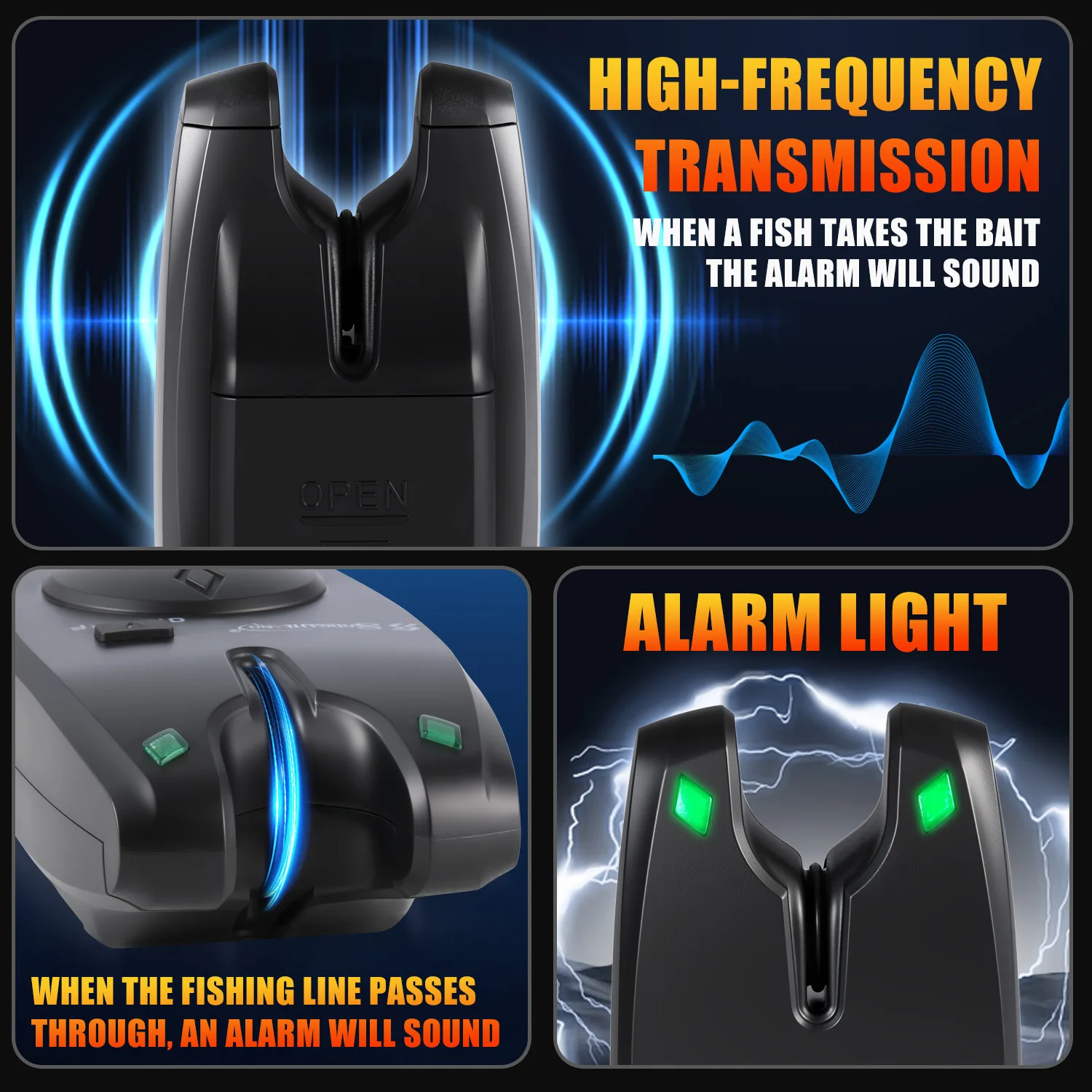 Alarma de Pesca Sougayilang Sonido y Luz Doble Impermeable ABS Carpa - imagen 2
