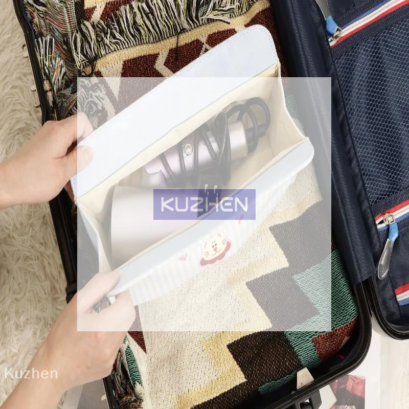 

Hairdressing Tool Organizer Bag PU Leather Hair Straightener & Curling Iron Storage Bag Hair Dryer Storage For Home & Salon Use