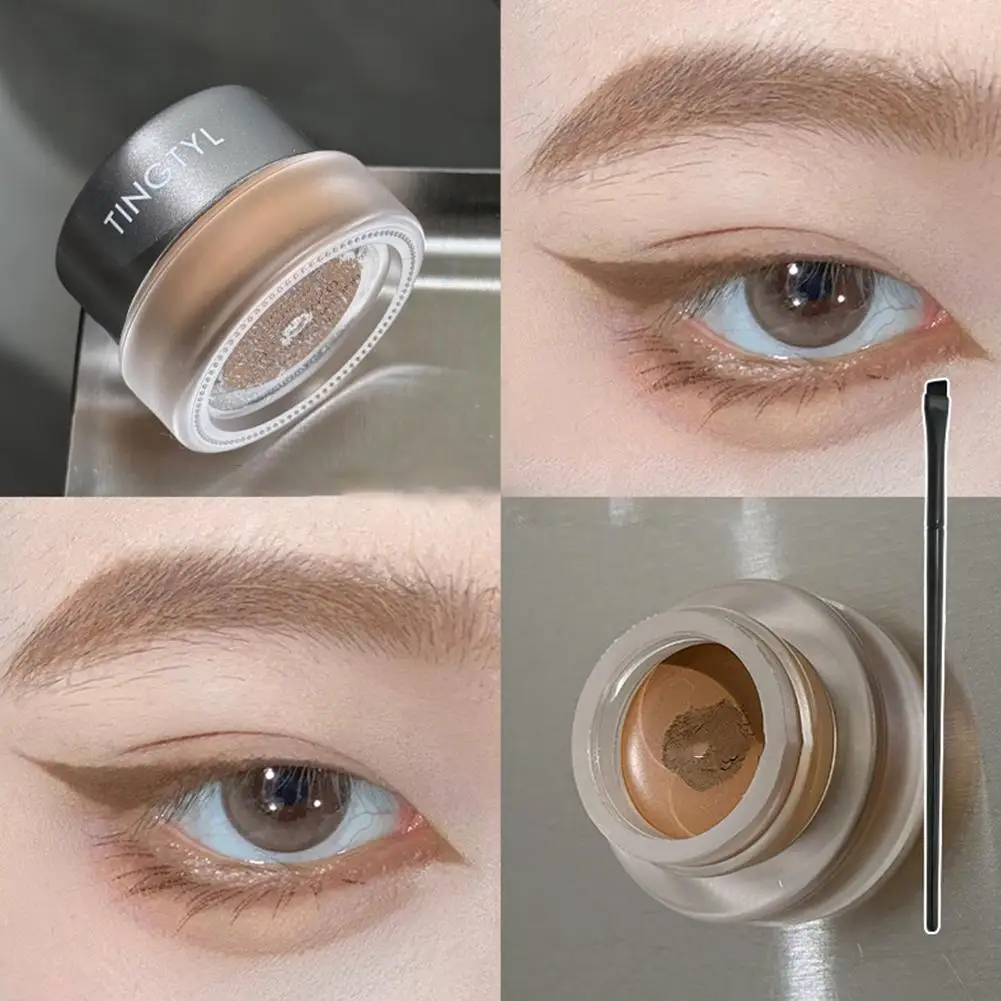 1 set zwarte eyeliner crème waterdichte schoonheid cosmetica langdurige eyeliner gel oogschaduw make-up tools met borstelset eyeliner