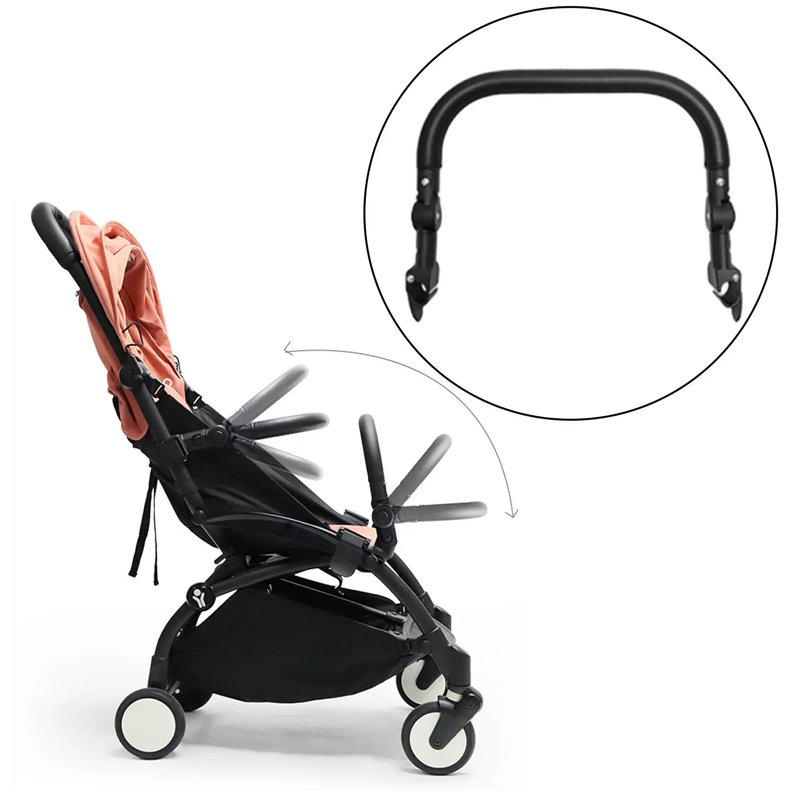 Stroller Armrest Replacement Handlebar Stroller Handrails Support Bar Baby Carriage DIY Pushchair Black Accessories Handle