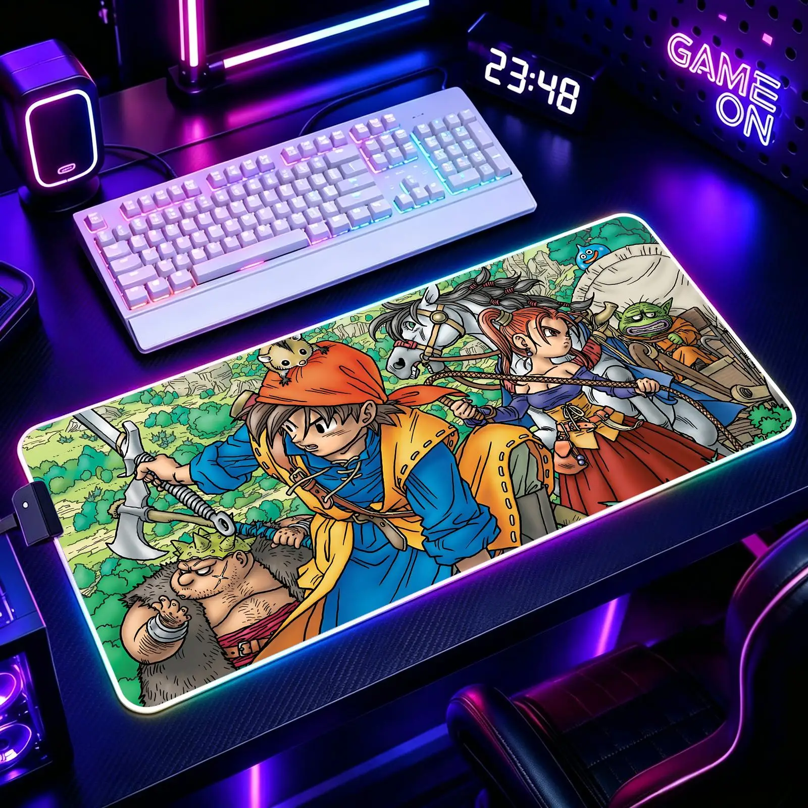 Dragon Quest XI  Mouse Pad RGB Color Changing Gaming Mouse Pad, Stitched Edges, XXL Large Keyboard Desk Mat