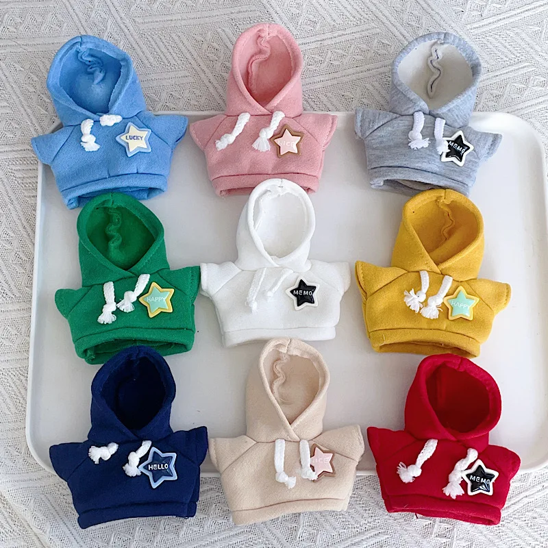For 17cm 1st 2nd 3rd Gen Labubu Star Pattern Hoodie, Pink Black White Pullover Sweatshirt for Cotton Doll Clothing