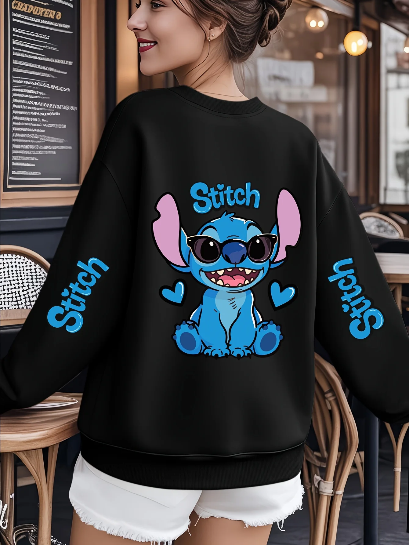 Maglione Disney Stitch LILO da donna e da uomo in cotone autunno e inverno pullover o collo maglione manica lunga giacca di grandi dimensioni