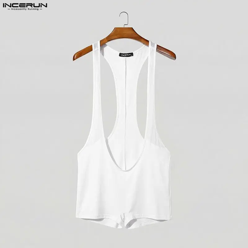 INCERUN Herren-Bodysuits, einfarbig, gemütlich, ärmellos, für Herren, Tank-Tops, Sommer 2026, lässige Playsuits, männlicher Bodysuit, S-3XL
