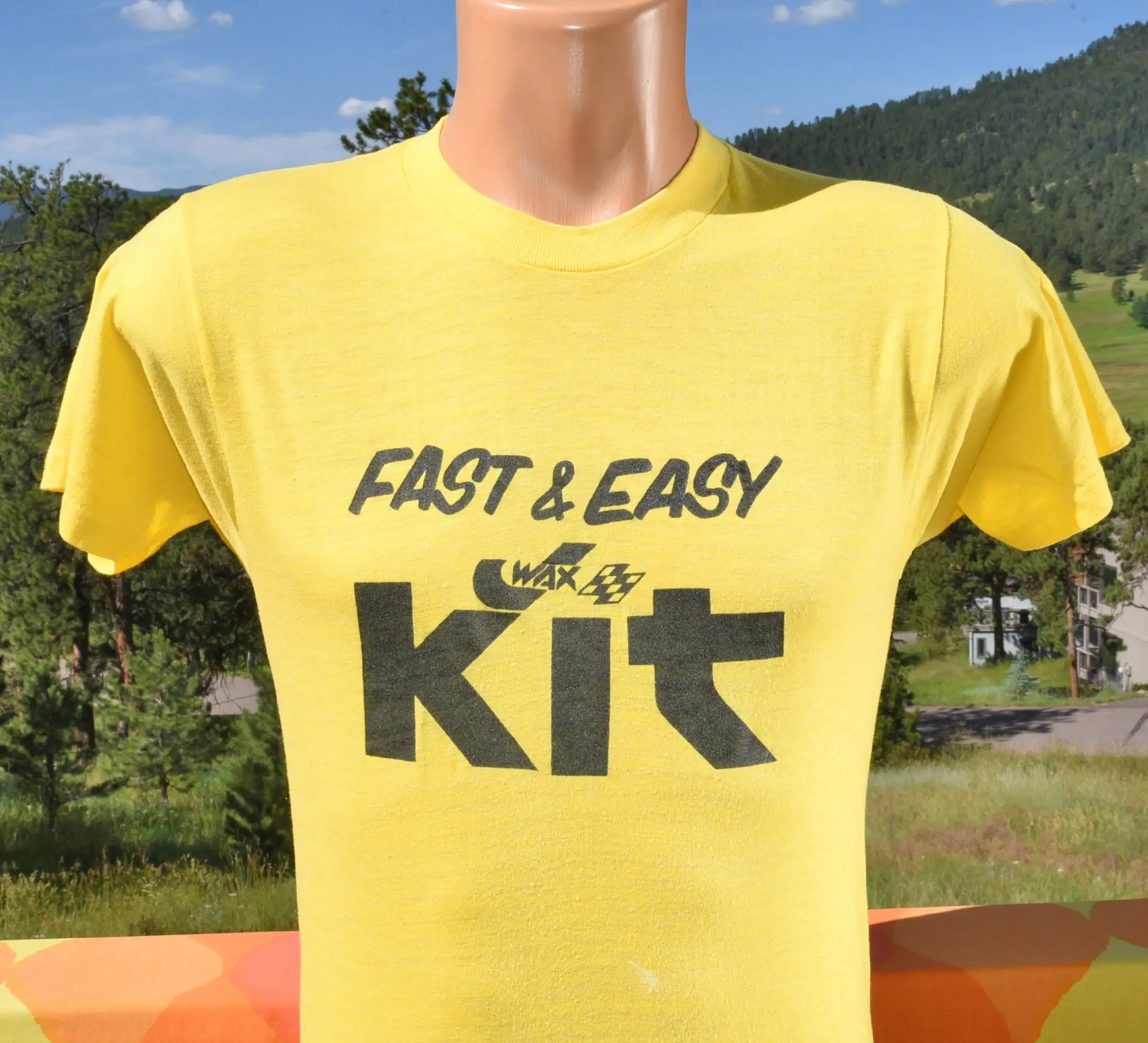 vintage tee 70s J WAX kit fast easy racing car t shirt Small Medium