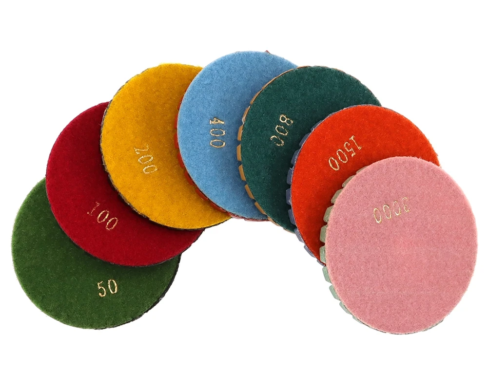 7-teiliges Set 4 Zoll 100MM Nass-Diamant-Polierscheiben Verstärkte Verschleißfeste Schleifscheiben für Granit Marmor Terrazzo Betonboden – Detail 3