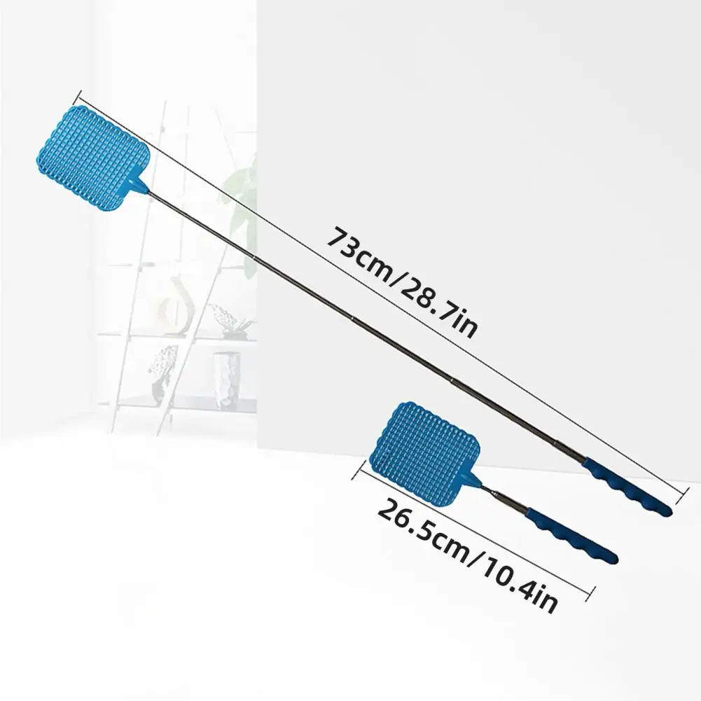 26.5-73cm Extendable Fly Swatter Stainless Steel Telescopic Handle Insect Swatter Mosquito Control Swatter For Insects Camping