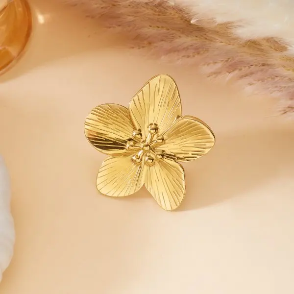 Edelstahl-Ringset im Luxus-Stil mit verstellbaren Blumen- und Seesternmotiven für Damen, stapelbar, für Urlaub am Meer, Party-Schmuck-Accessoires – Detail 6