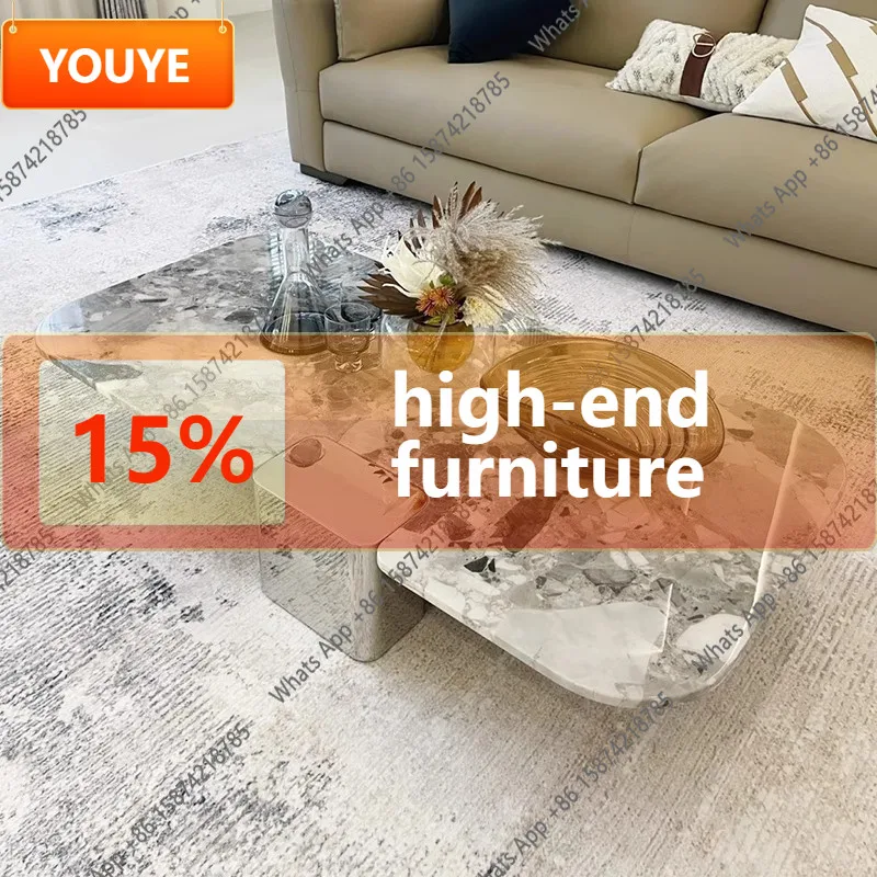 

W Living Room High-end Natural Marble Coffee Table Household Square Designer High-end