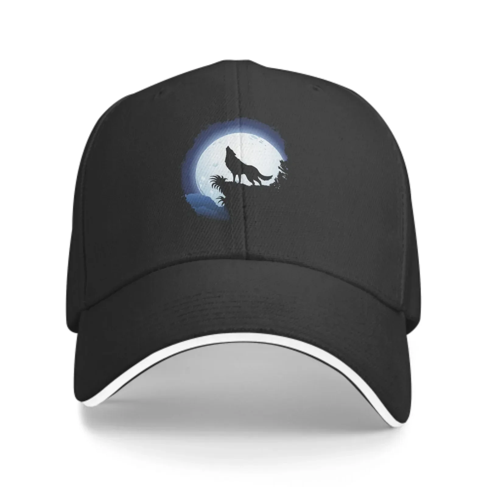 Wolf Baseball Caps Fashion Moon Casquette for Men Women Adjustable Casual Animal Trucker Hats for Sports Outdoor Activities