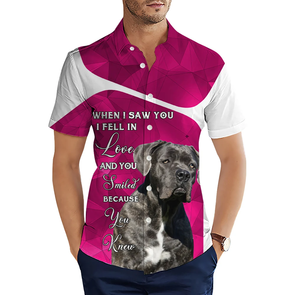 

HX Fashion Men's Shirts Animal Dog Cane Corso 3D Printed Casual Shirt Summer Short Sleeve Beach Shirts for Men Clothing