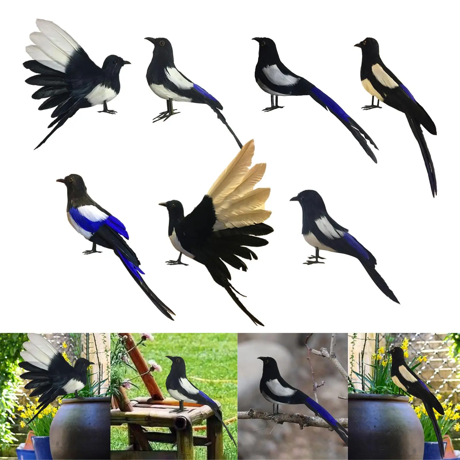 

Сорока, имитация птицы, статуя искусственной птицы, животного, модель искусственного пера для фотографии, домашний декор