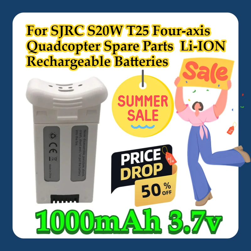 

For SJRC S20W T25 Four-axis Quadcopter Spare Parts 1000mAh 3.7v Li-ION Rechargeable Batteries 1/2/3pcs 3.7v Drone Battery