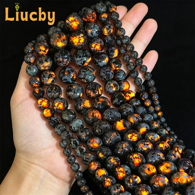 Großhandel Natürliche Super-Flammenstein Runde Lose Perlen UV-Leuchtende Heilkristalle für Schmuck DIY 4mm 6mm 8mm 10mm 12mm 15 Zoll Strang – Detail 6