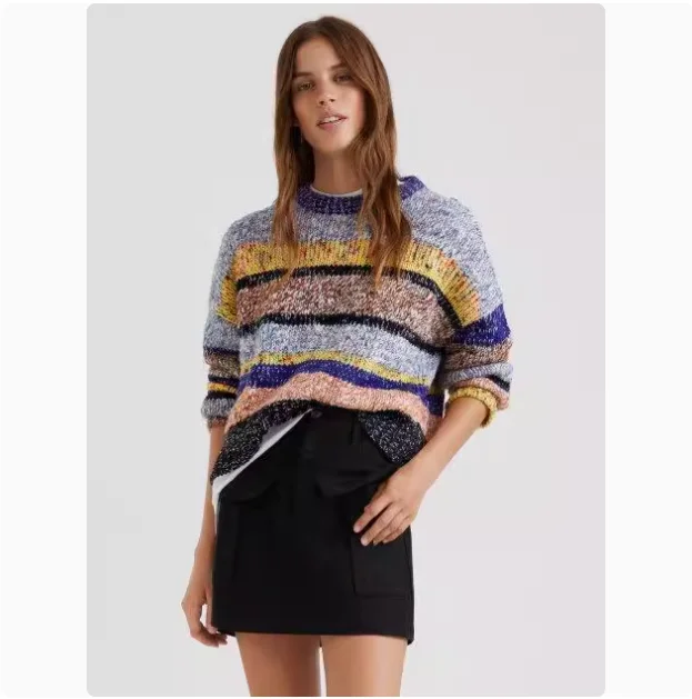 التجارة الخارجية الطلب الأصلي الاسباني الجديد الخريف والشتاء غطاء دافئ مطرز مطبوعة سترة نسائية محبوكة #6