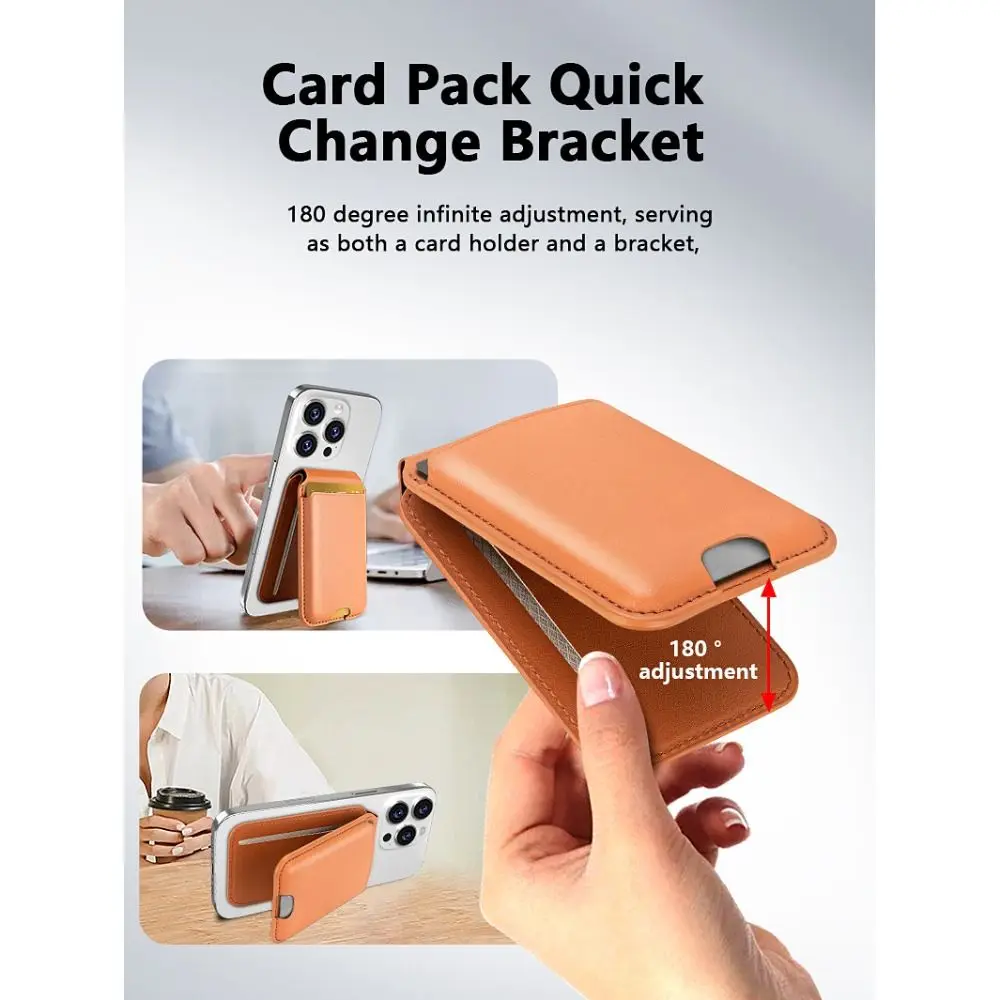 

Складной кошелек для Magsafe, сильная адсорбция, противоугонная магнитная подставка, безопасная искусственная кожа для iPhone серии 16/15/14/13/12