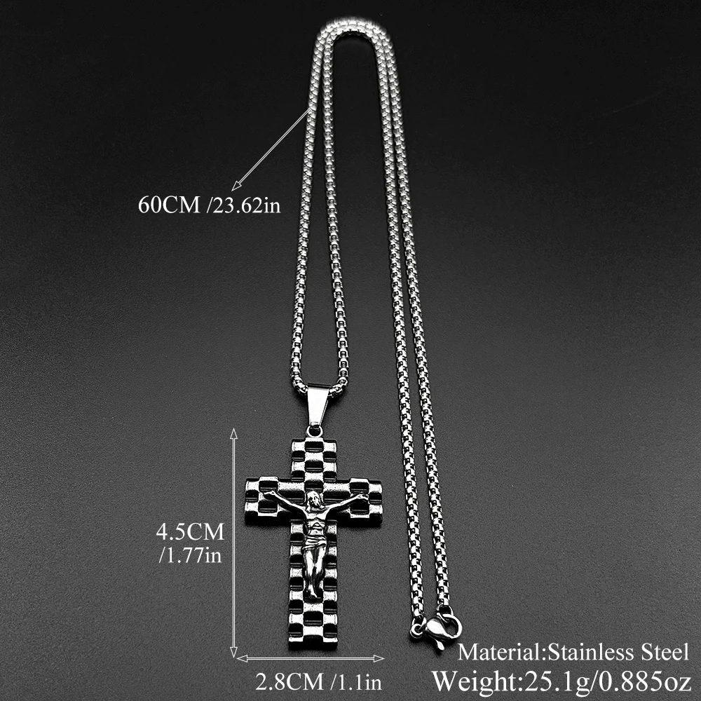 النمط الصناعي يسوع الصليب الدين قلادة قلادة للنساء الرجال الفولاذ المقاوم للصدأ الفضة اللون الشرير الذكور سلسلة تميمة المجوهرات #6