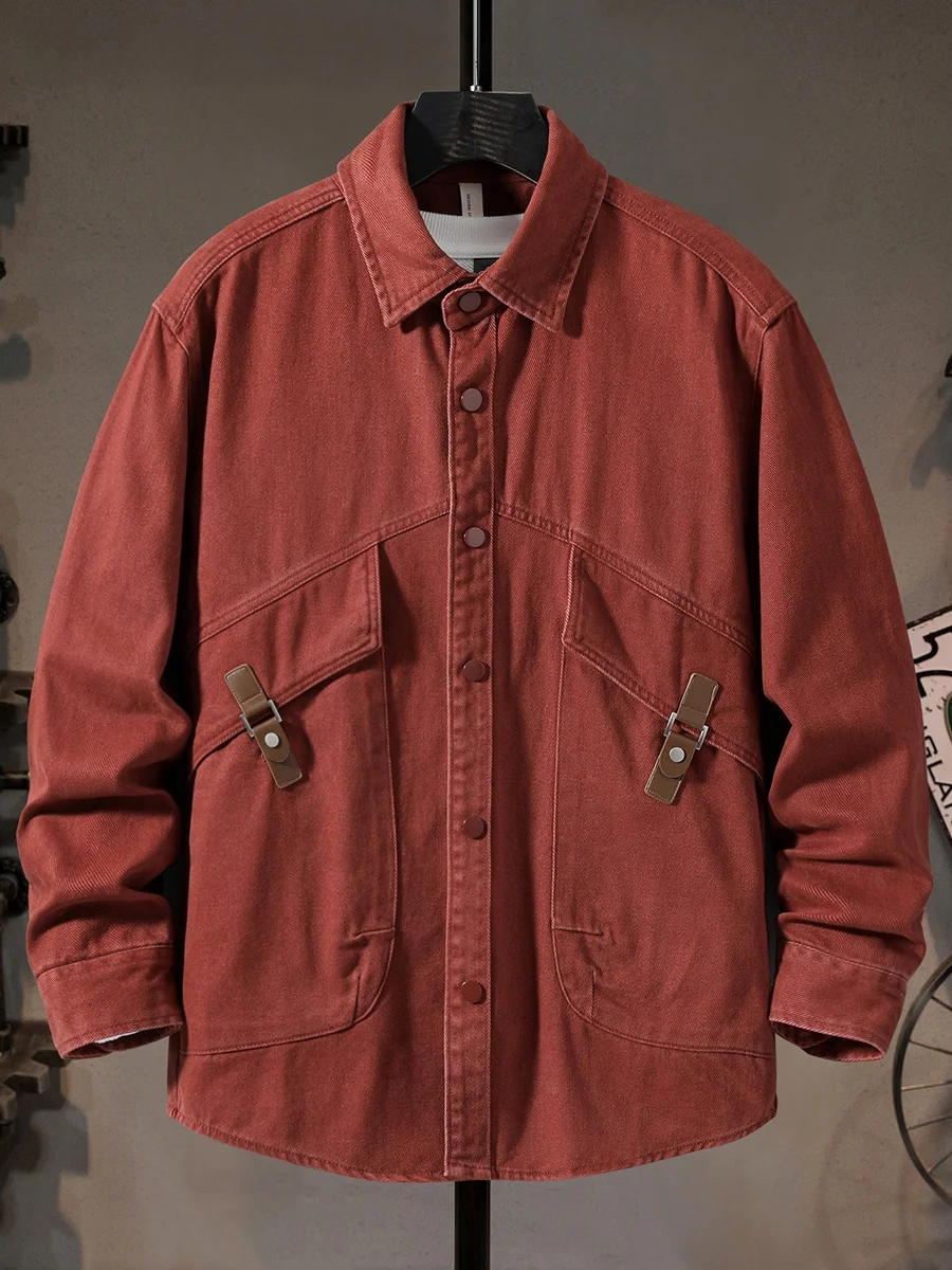 

American Sle Casual Men's Denim Jaet Mountain System Workwear Vintage Retro High Quali Outerwear for Youth