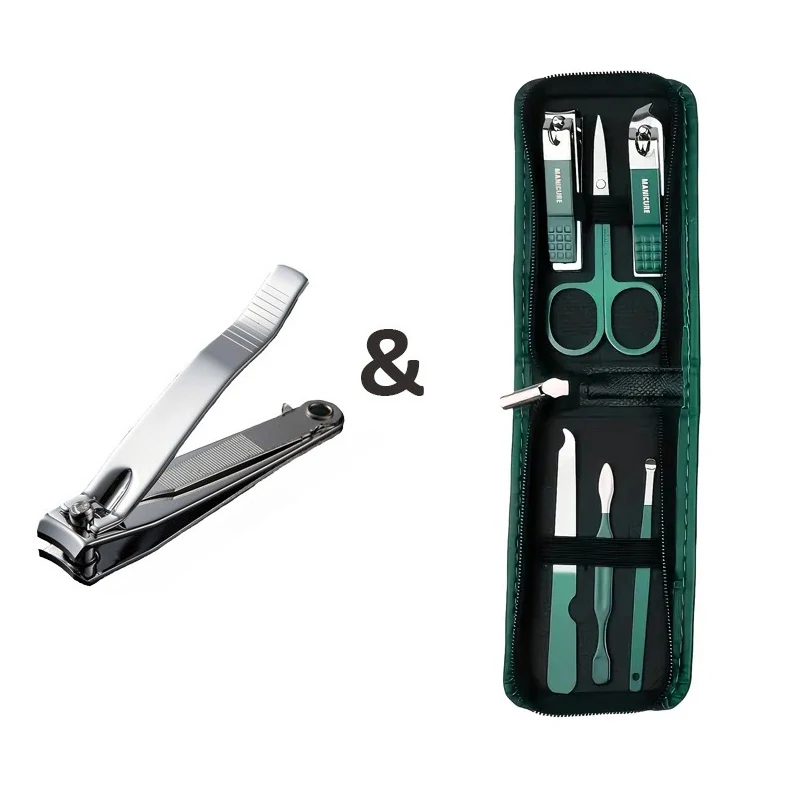 Groen 6-18 stuks manicureset met lederen tas Professionele voet- en gezichtsverzorging gereedschapssets Roestvrijstalen nagelknippersets Cadeau