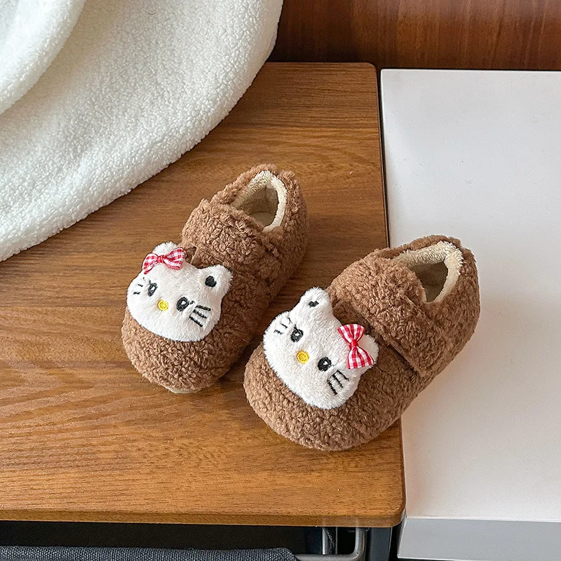 حار سانريو مرحبا كيتي فتاة الأحذية القطنية Kawaii الخريف والشتاء طالب الأزياء الكرتون أنيمي الدفء رقيق الأحذية نمط جديد