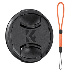 K&F CONCEPT Snap-On Center Pinch Lenses Cap 2 in 1 With Anti-Lost Keeper Leash For Nikon Canon Sony Leica Fujifilm Camera Lenses