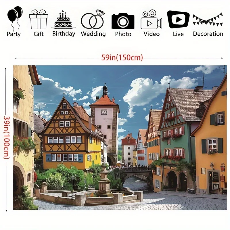 قماش خلفية ملهم لمهرجان بيرة ميونيخ - تصميم المدينة الألمانية القديمة، عناصر أوروبية قديمة، قماش خلفية #3