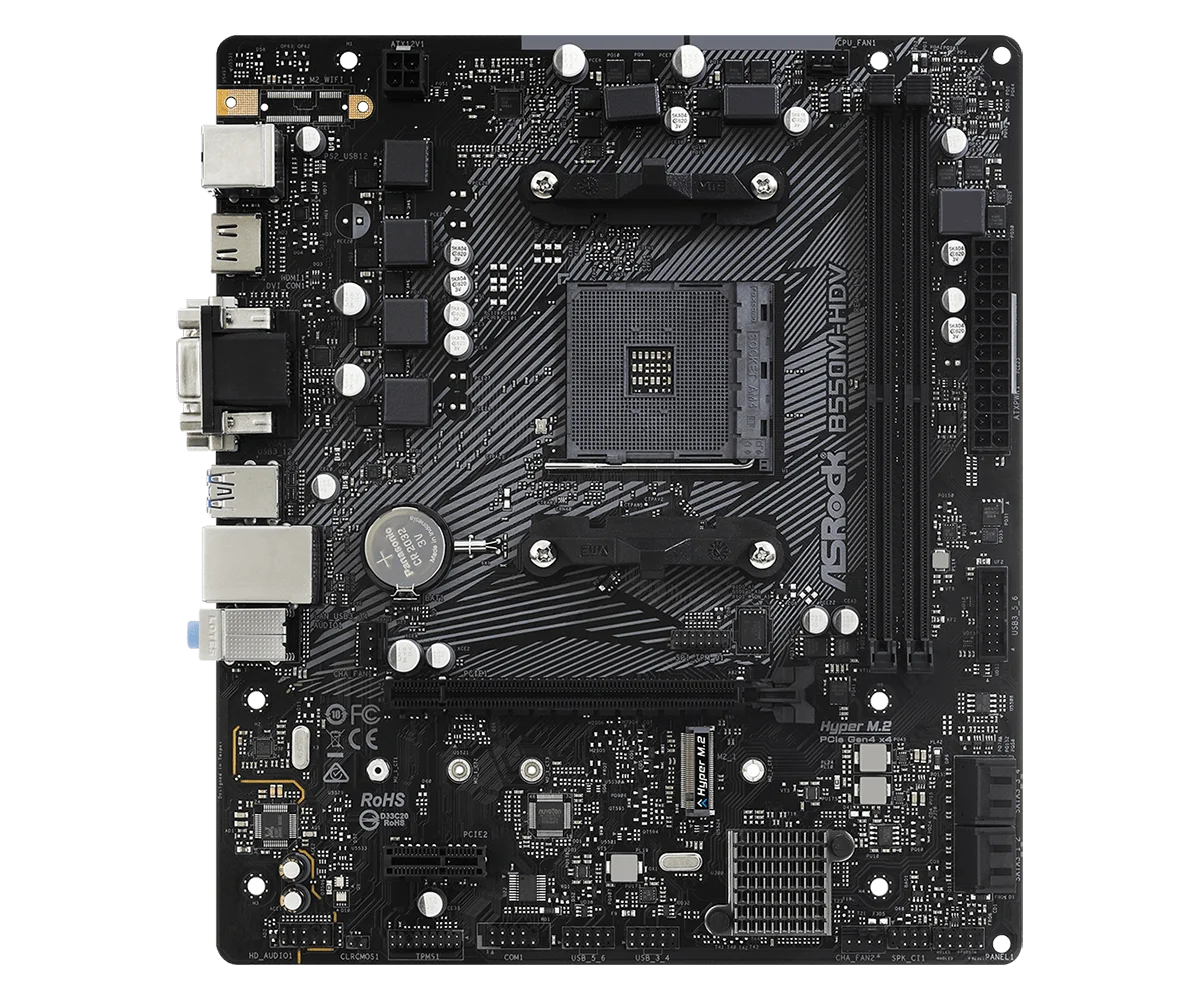 B550 Motherboard ASRock B550M-HDV Used Motherboard Socket AM4 DDR4 64GB M.2 USB3.2  HDMI Micro ATX support Ryzen 4700G cpu