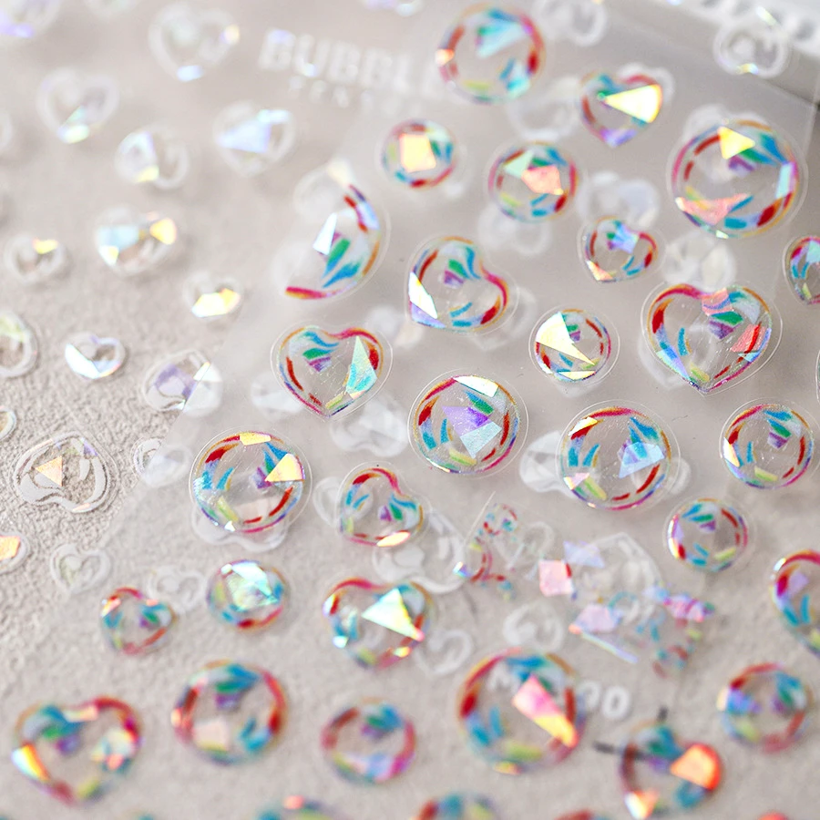 Calcomanías autoadhesivas 3D para manicura, calcomanías polarizadas, redondas, bonitas, coloridas, para playa, mar y verano