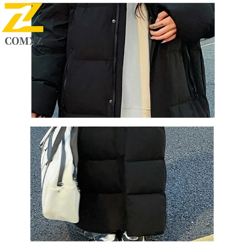 COMXZ جديد 90 أوزة أسفل سترة الرجال النساء الشتاء سميكة الدافئة طويلة الركبة فوق أسفل سترة عالية الجودة خفيفة الوزن البخاخ معاطف #3