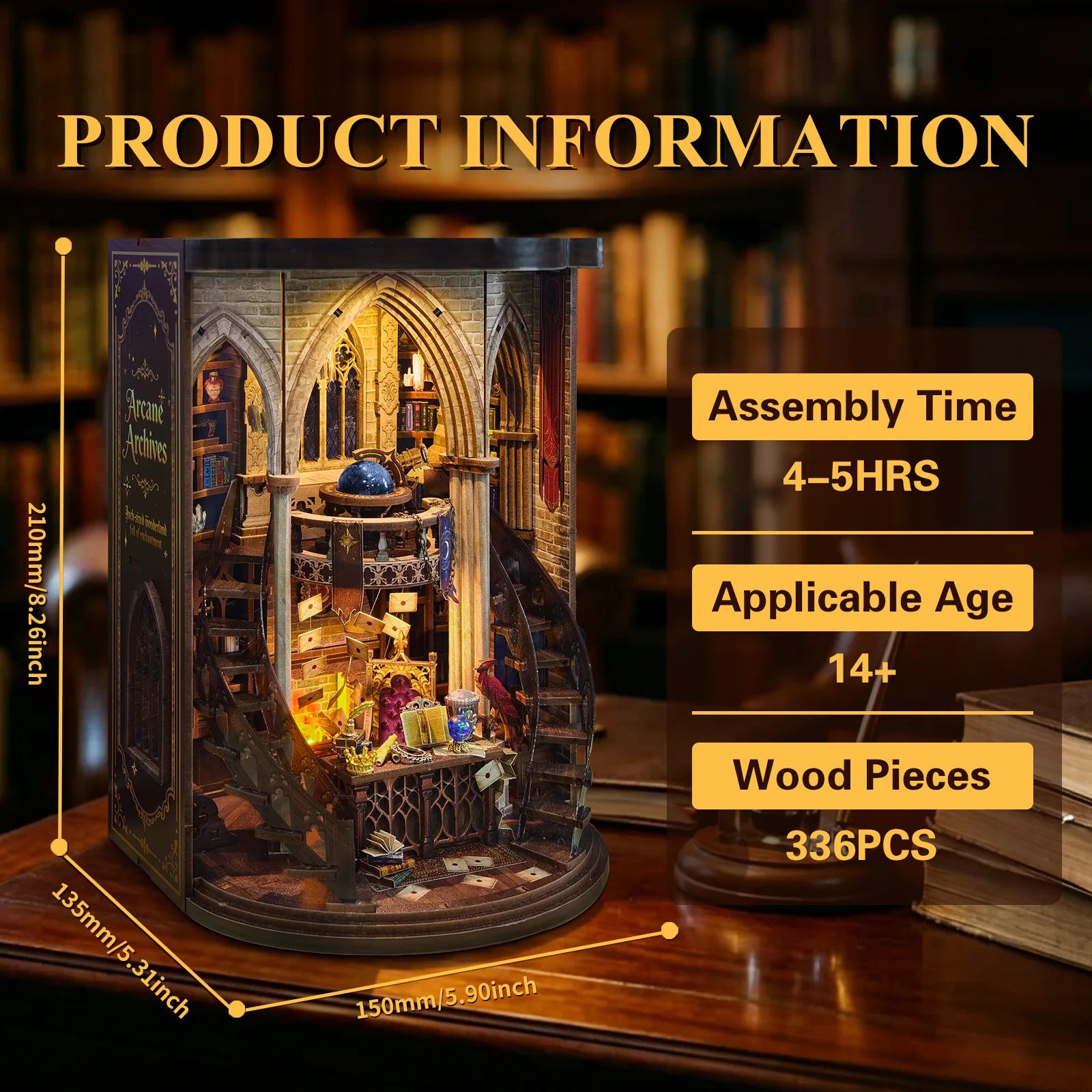 DIY Book Nook Magic Chamber Wooden Kit, Miniature House Bookend Model, Handmade Assemble Dollhouse Micro Landscape Craft