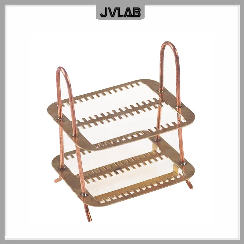 Copper Dyeing Rack Copper Coated Slide Staining Holder 75*66*96 mm Microscope Slide Basket Place 30 Slides 1 / PK