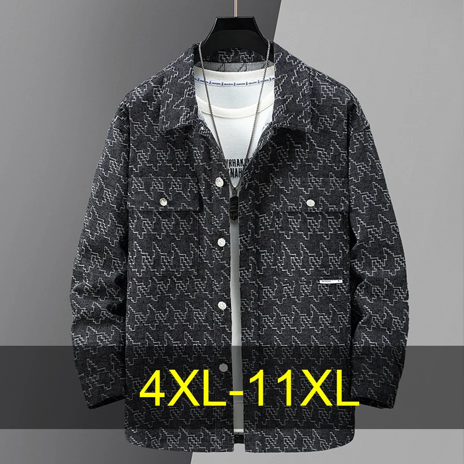 

11XL 10XL Plus Size Jackets Men Spring Autumn Cargo Jacket Coat Vintage Button Jacket Male Cargo Coat Big Size 10XL