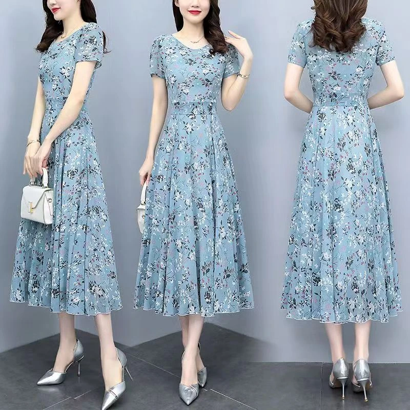 

Лето ort Sve с цветочным принтом, женская длинная повседневная юбка трапециевидной формы с завязкой на талии для похудения, закрывающая живот