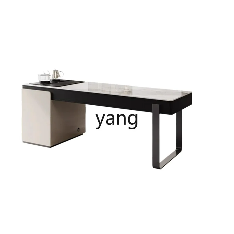 

LTT Italian minimalist desk tea table integrated dual-purpose light luxury rock slab computer table balcony study