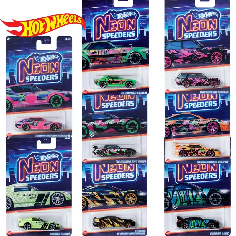 Genuine Hot Wheels Neon Speeders 1/64 Premium Model Honda Acura Integra Nissan Skyline Toyota Celica Datsun Toys for Boy Diecast