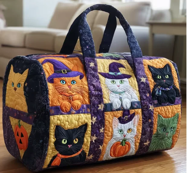 

3D printed cat pattern travel bag tote bag training and leisure bag beach hiking camping multifunctional sports bag