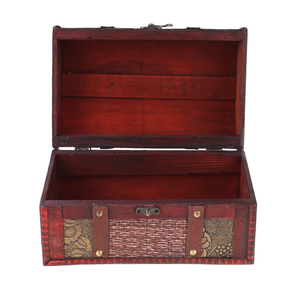 Desktop Storage Bins Trunks for Wooden Hollow Patterns Treasure Chest Buckles Boxes