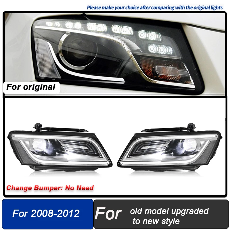 

Car Headlights For Audi Q5 2008-2012 low to high LED Headlamp Assembly Upgrade High Configure Projector Lens Accessories Kit