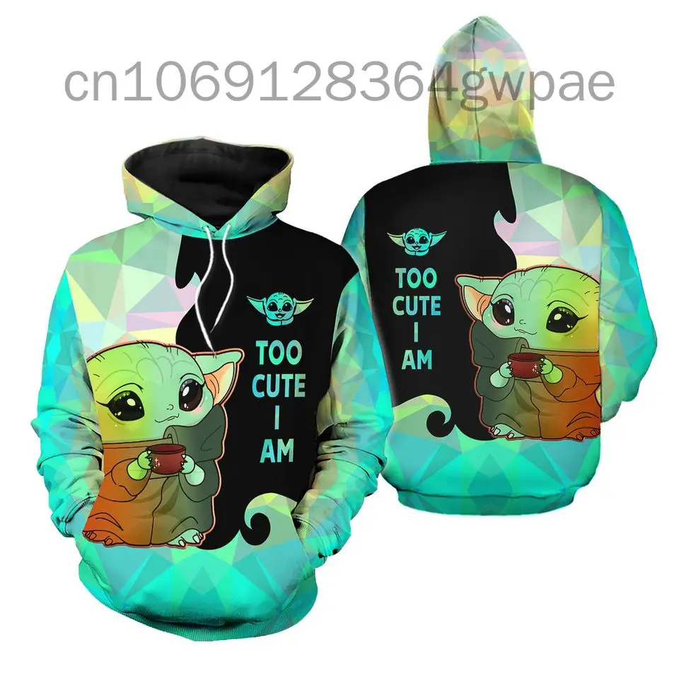 2024 Disney 3D Hoodie Men\'s Women\'s Fashion Oversized Sweatshirt Crossover SW Stitch Baby Yoda Black Blue Green Hoodie 2022