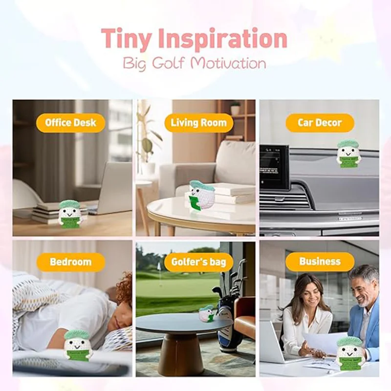 الكروشيه دمية جولف زخرفة غرفة المنزل الديكور اليدوية محبوك الطاقة الإيجابية دمية الغولف مع بطاقة هدايا حفلة عيد الميلاد #4