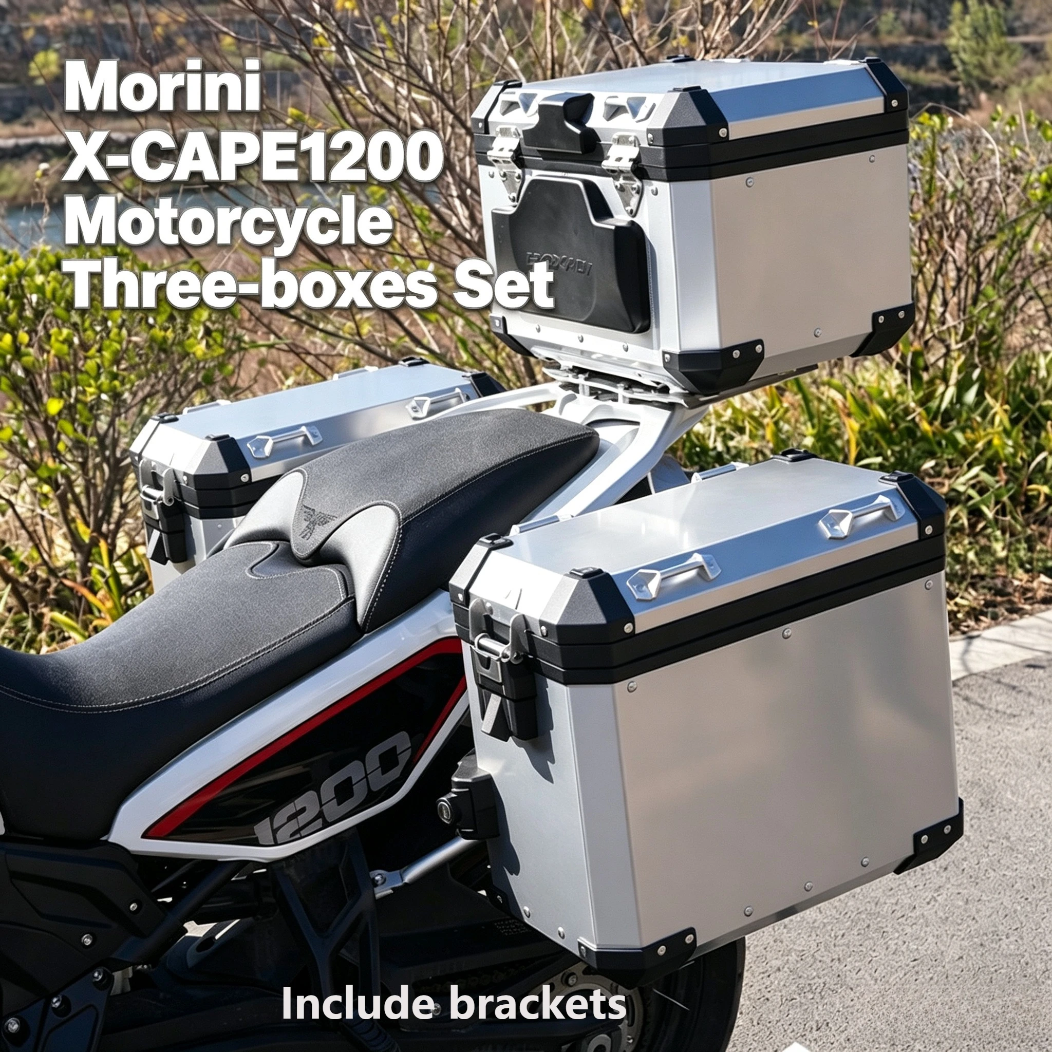 For Moto Morini X-CAPE1200 Motorcycle Side Box Set 45L Tail Box&Bracket Quick Release Waterproof Aluminum Alloy 45L Tail Box