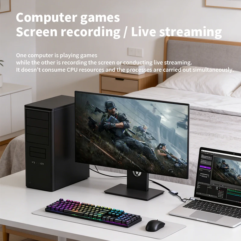USB 3.0 Video Capture Card 4K HDMI 1080p USB 2.0 Type C Game Grabber for Laptop PC Live Streaming Capture Audio Video Recording