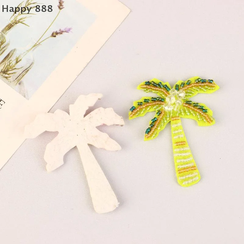 

3D Coloful Beads Coconut Tree Patches For Clothing Hat Sewing Beaded Accessories DIY Applique Decoration