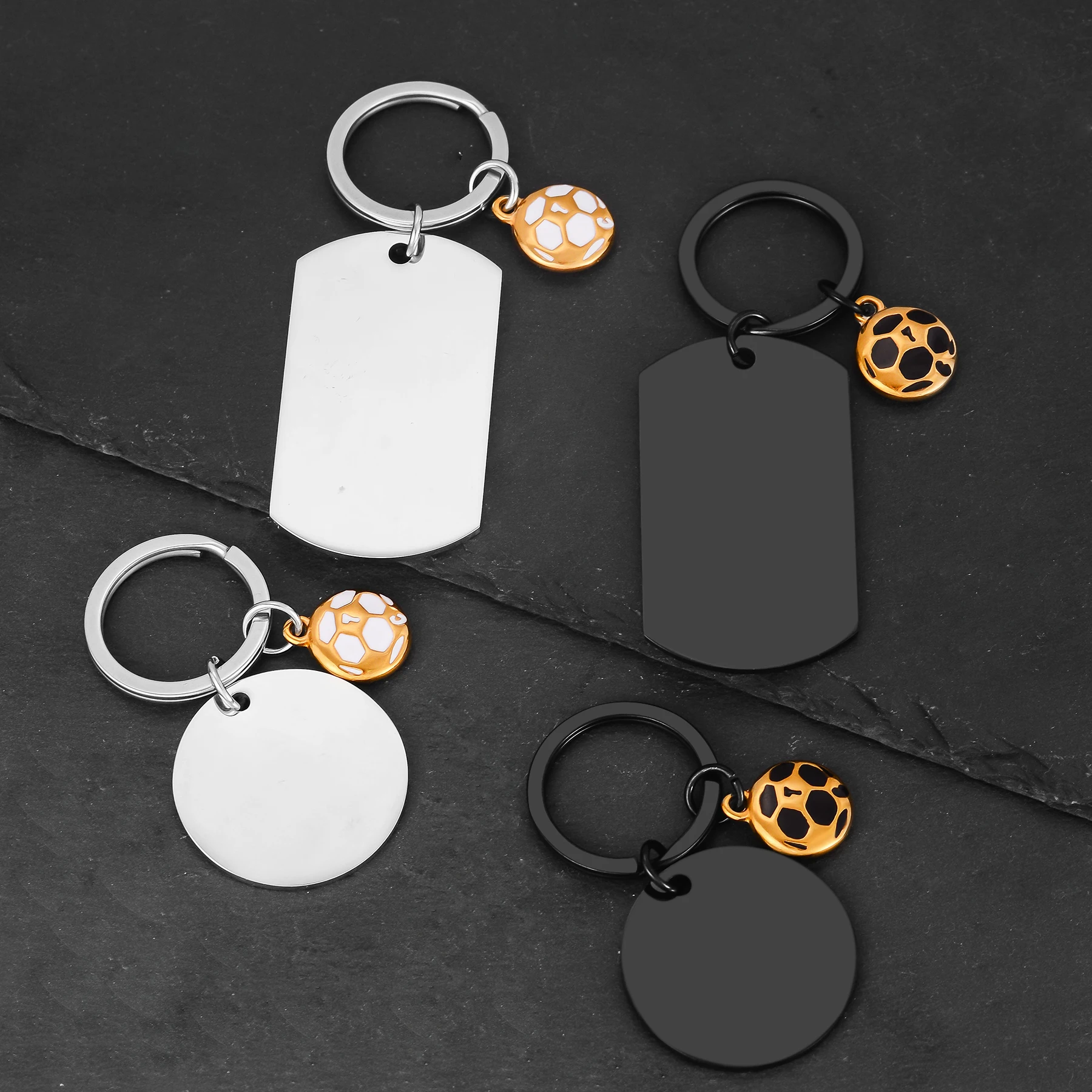 

10Pcs Wholesale Stainless Steel Keychain with Football Charms Pendant for Men Suitable for Commemorative Football Star Fan Gifts