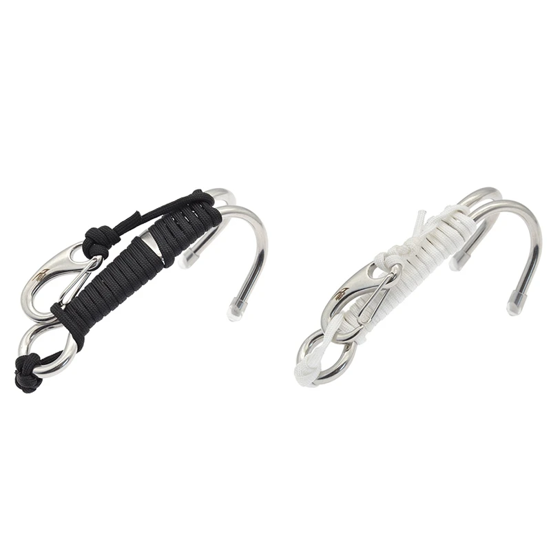 KEEP DIVING Scuba Diving Double Dual Stainless Steel Reef Drift Hook With Line And Clips Hook For Current Dive Underwater