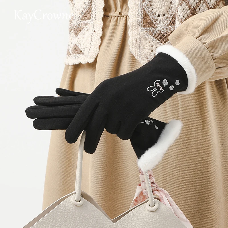 

KayCrowne New Fashion Thin Lady Glove Women Autumn Winter Elegant Full Fingers Warm Windproof Touch Screen Driving Gloves G240