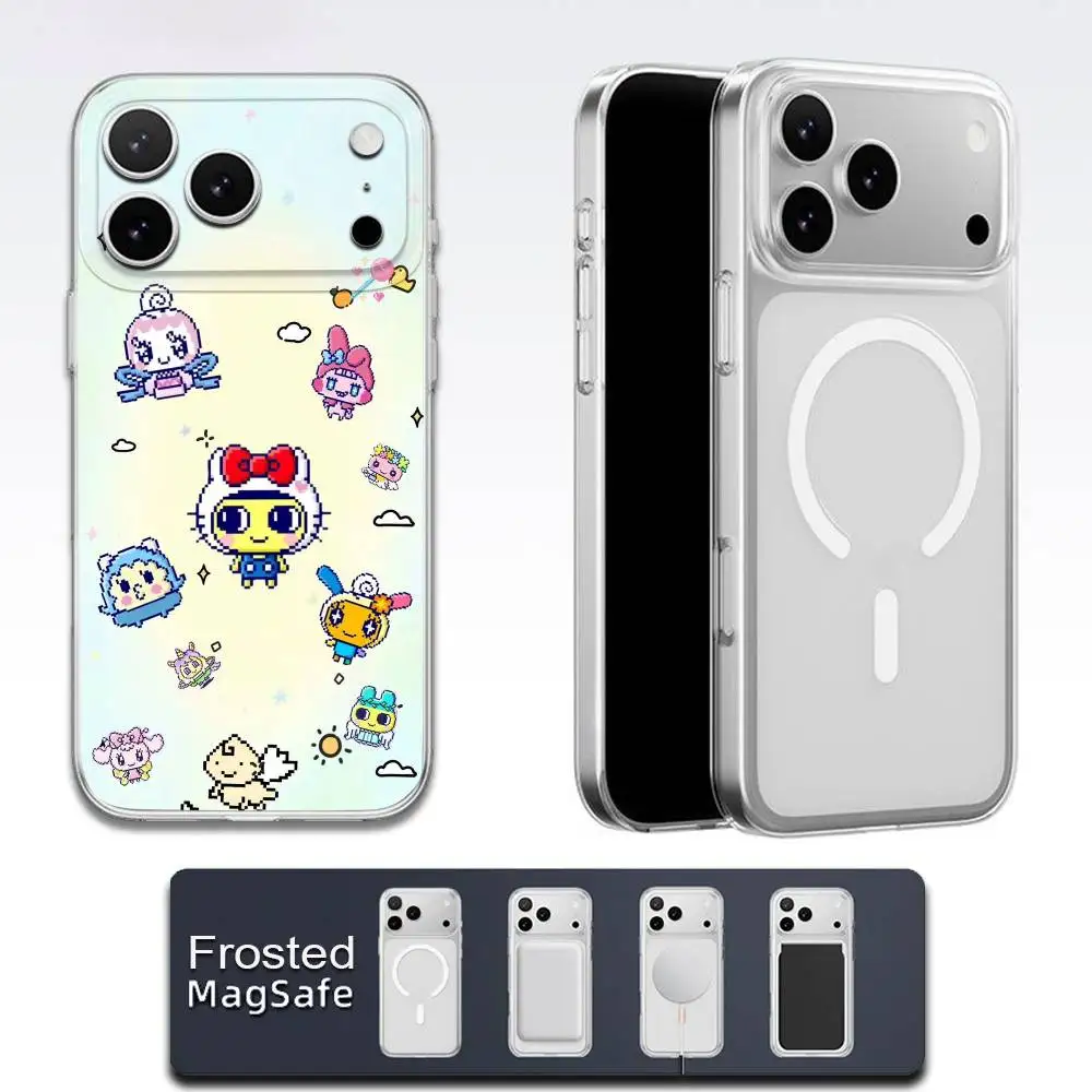 T-Tamagotchi Mametchi Kikitchi funda de teléfono para iPhone 17,16,15,14,13,12,11,Pro,Max,Plus,E,Air,Mini Magsafe esmerilado transparente